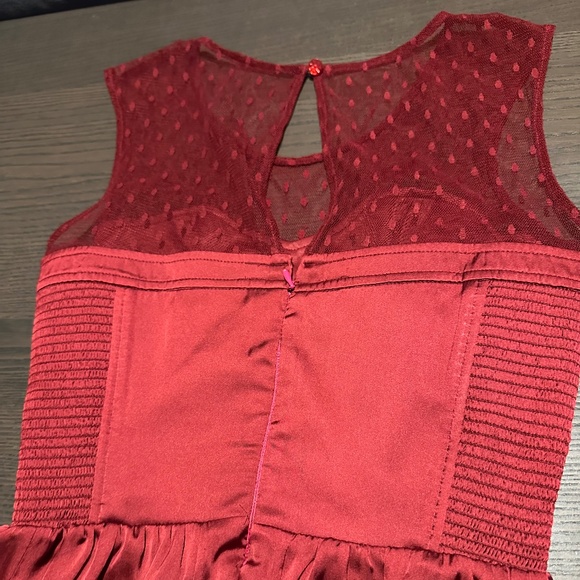 Guess Champagne Red A-Line Silk Sweetheart Dress in Size 2 (Like New) - Picture 7 of 11
